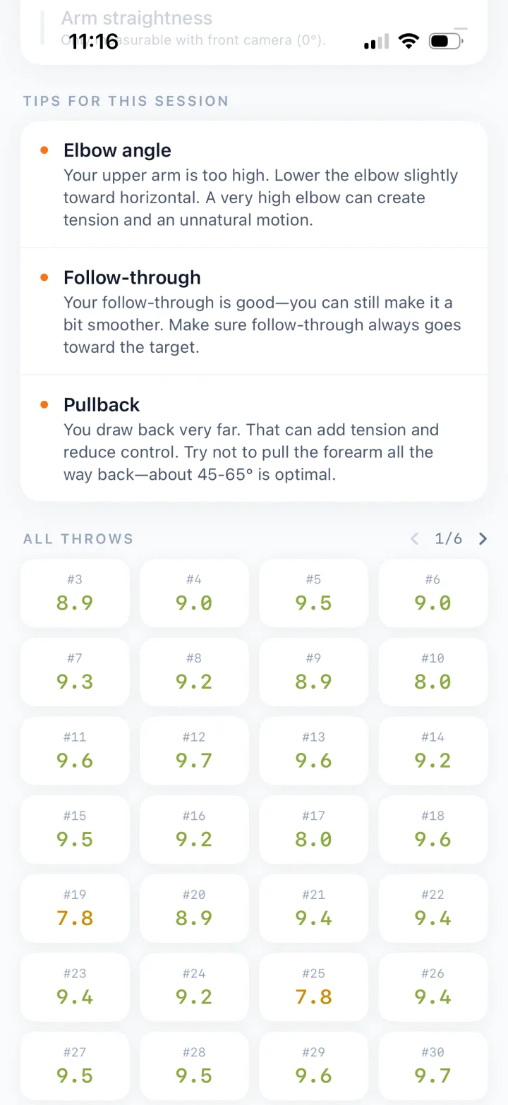 Trainer-Tipps und Einzelbewertungen aller Würfe in der mydart iPhone-App